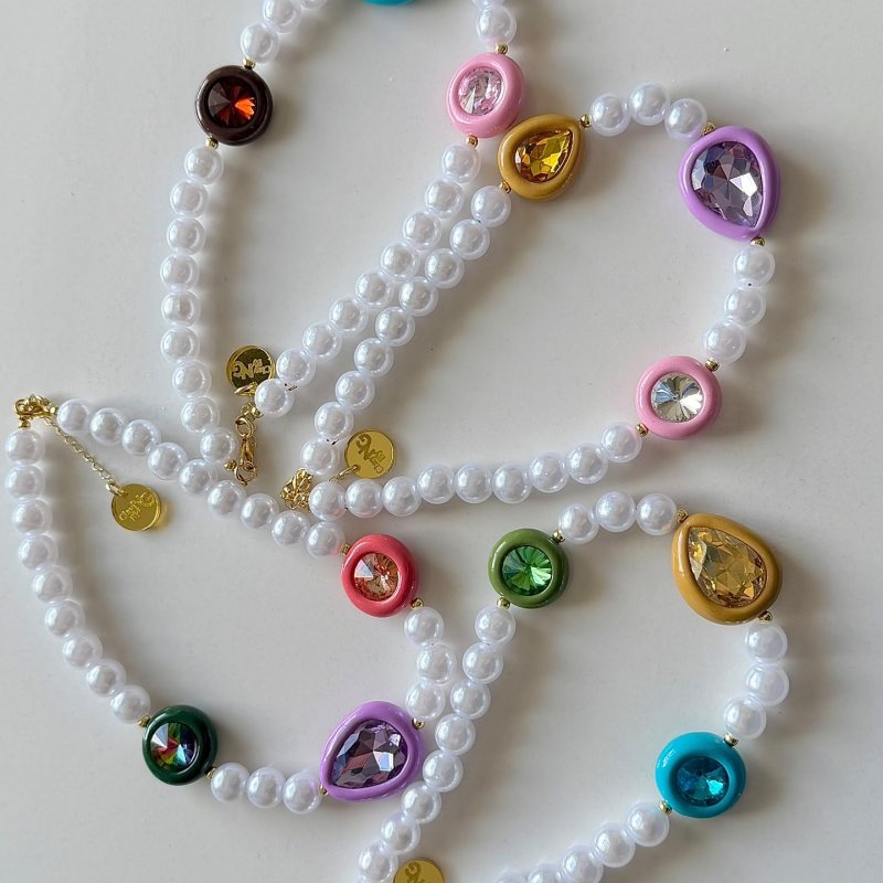 Collar perlas y gemas 