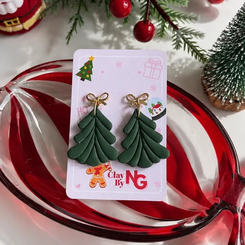 Zarcillos Arbolitos Navideños con Lazo