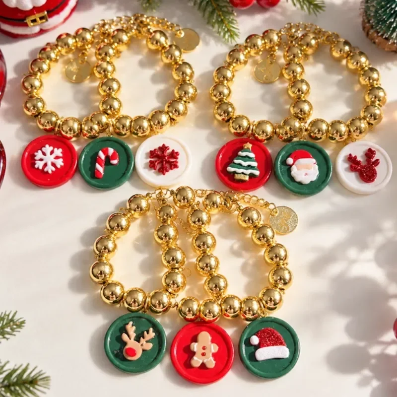 Trío de Pulseras Navideñas doradas