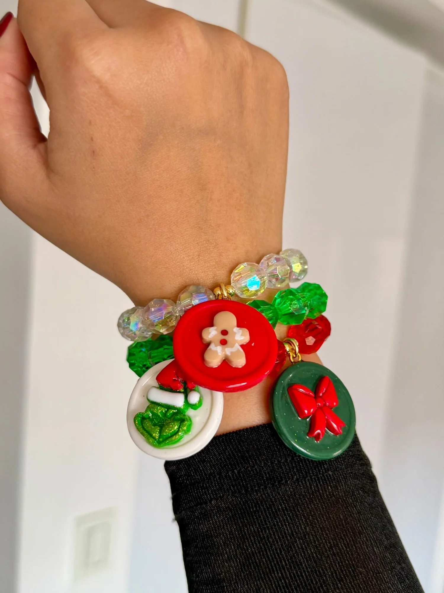 Trío de Pulseras Navideñas multicolores cristales 
